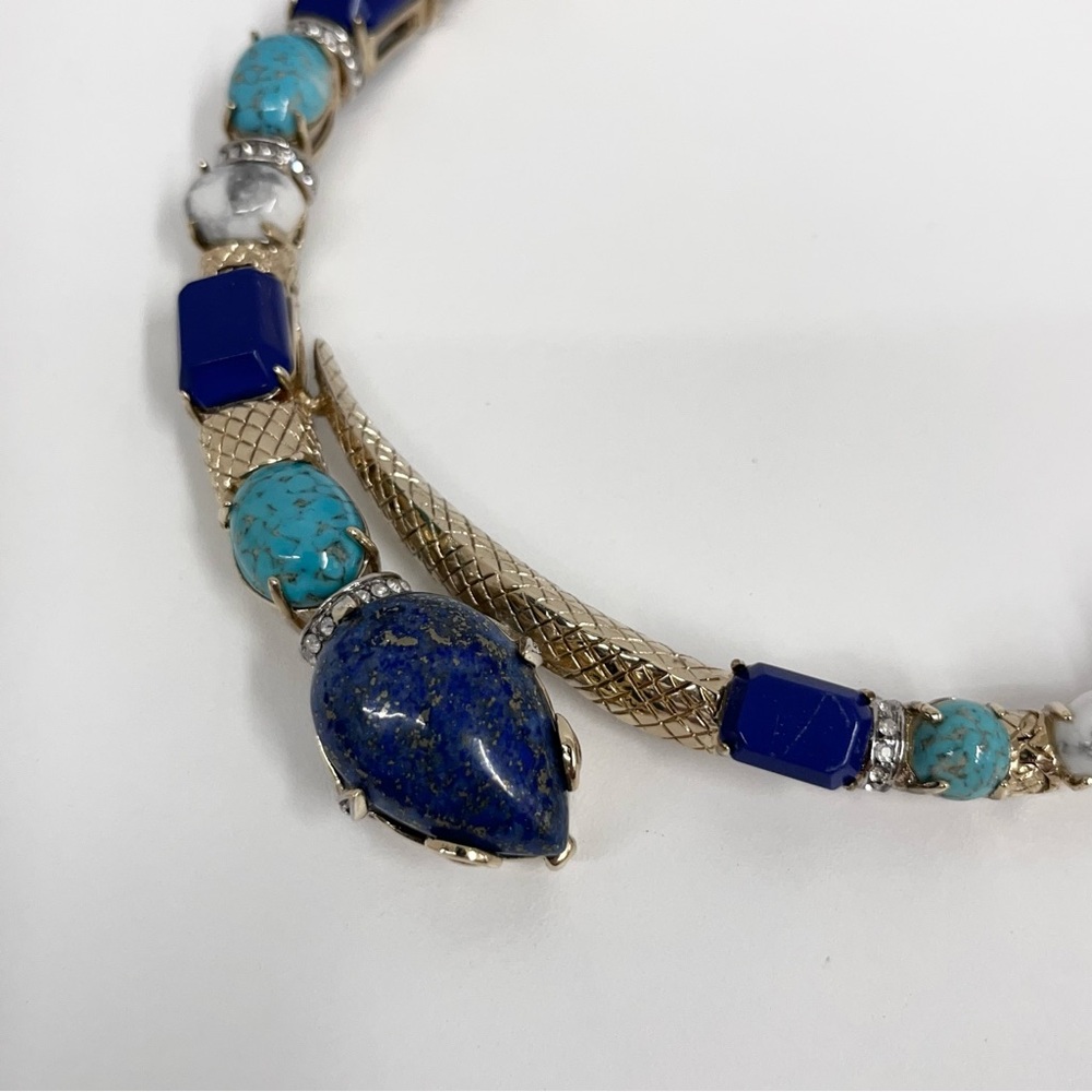 Roberto Cavalli Crystal Stone Snake Collar Necklace‎ Art To Wear - Picture 7 of 10